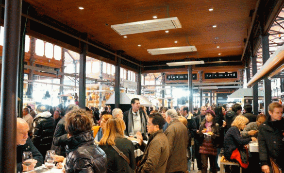 Paneles de calefacción en el mercado de San Miguel