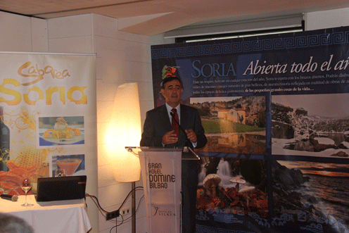 El presidente de la Diputación de Soria, Antonio Pardo, durante la presentación realizada en Bilbao