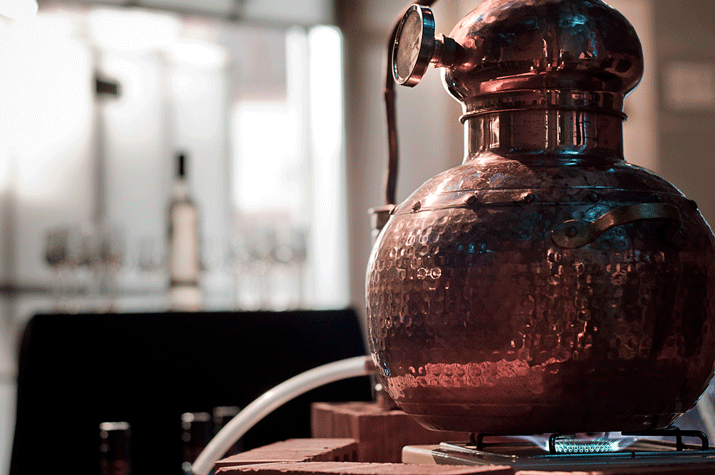 Profesionalhoreca, destilación a llama viva en alambique, ginebra Citadelle