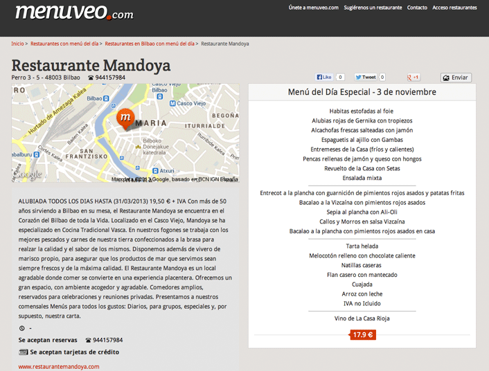 Restaurante Mandoya en Menuveo.com