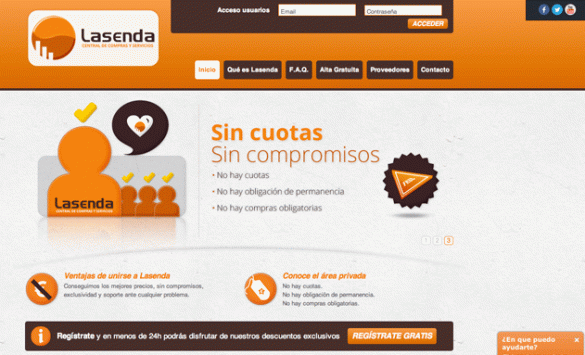 La página web de Lasenda