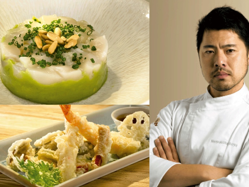 El  chef japonés Naoyuki Haginoya y dos de sus creaciones en Umo