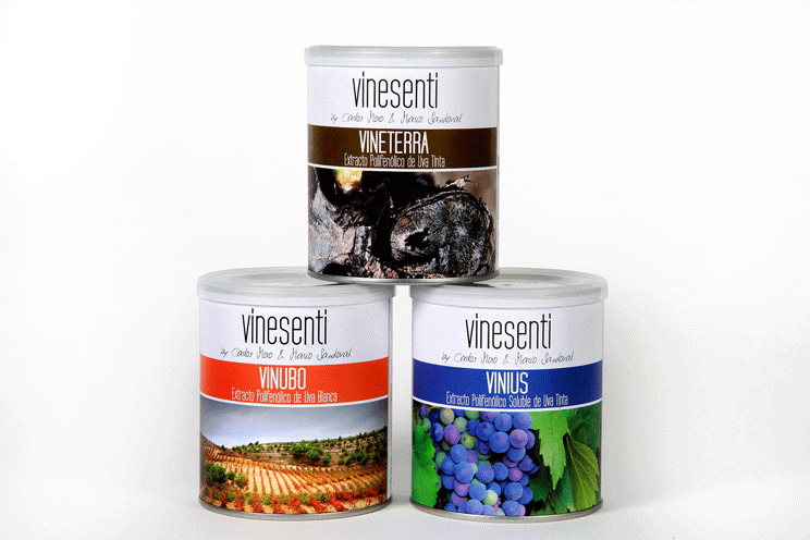 Los tres productos de la gama Vinesenti