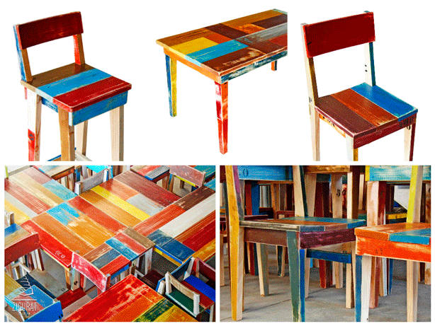 Muebles de colores desgastados de Zigurat