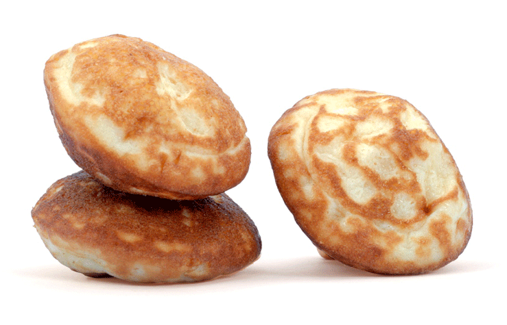 El Mini Pancake Holandés, de 2,5 cm. de diámetro, con su característica forma abombada