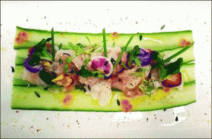 "Vegetales y sashimi a mi manera", espectacular plato de Toni Ferrer