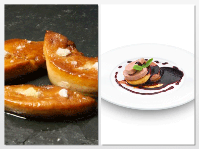 Escalopes y canapés de foie gras