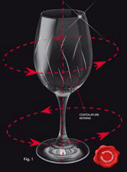 Los relieves internos de la copa logran eliminar el exceso de anhídrido carbónico del vino