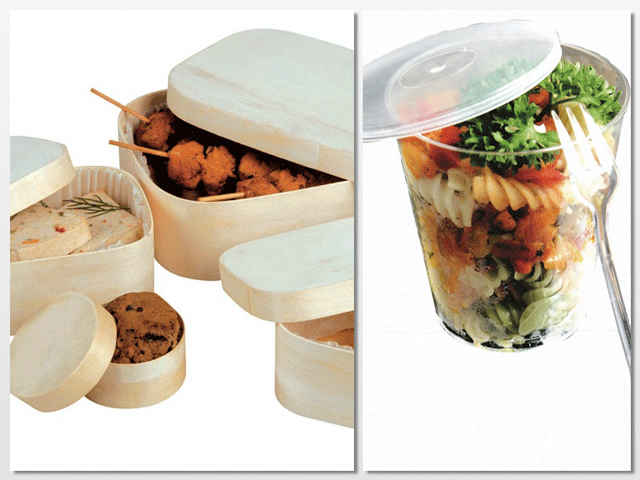 Envases de madera y recipientes herméticos para sopas y platos de cuchara