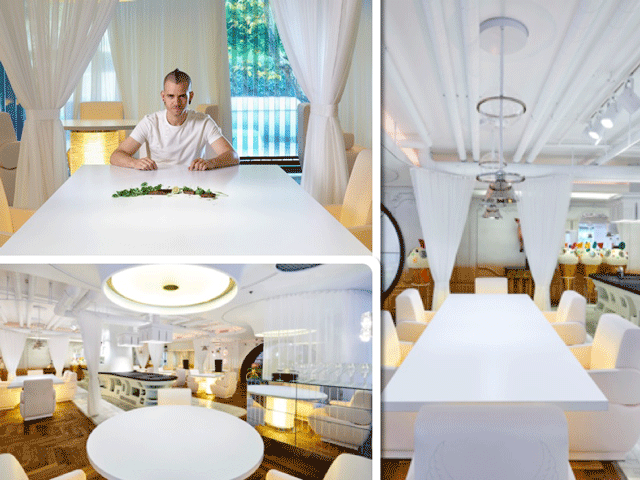 En cada una de las 17 mesas del restaurante se ha empleado Silestone en tono Blanco Zeus