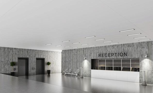 Por sus características de blancura y resistencia, Rockfon Blanka es un techo perfecto para hoteles e instalaciones hosteleras
