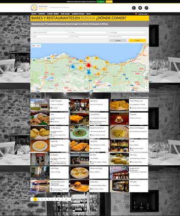 Página de búsqueda de restaurantes en Disfrutabizkaia.com