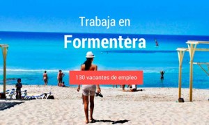 Cartel de oferta de empleo en Formentera