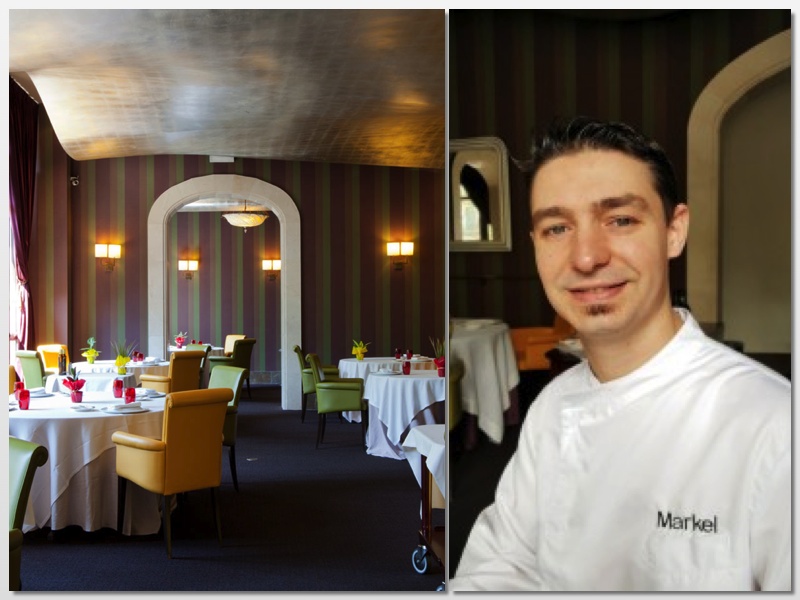 El elegante salón del restaurante Galaxó y el chef Markel Aguirre