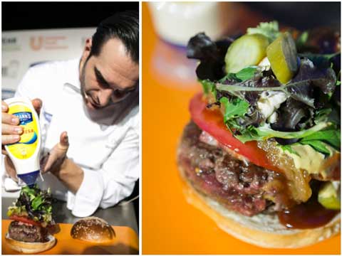 Mario Sandoval y su hamburguesa de verano, elaborada con carne de toro de lidia