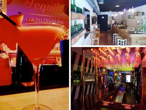 Los tres locales de Royal5 en el Raval de Barcelona: Tequila 44 (izd.), Kochi 44 (arriba) y The Lounge 44