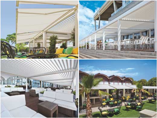 Pérgolas bioclimáticas Saxun en terrazas de hoteles y restaurantes