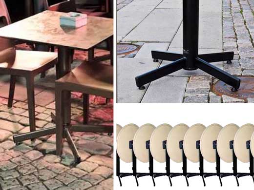 Las mesas StableTable estas mesas vienen con un tablero abatible, que permite almacenarlas fácilmente