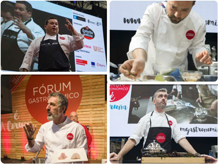 Algunos de los grandes chefs en el Forum Gastronómico A Coruña 2017: Marcos Morán, Marcos Cerqueiro, Pepe Solla y Alexandre Silva