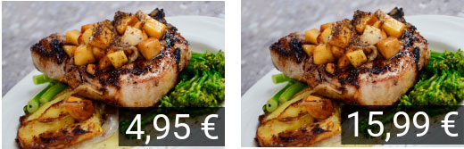 Dos platos similares con distinto precio
