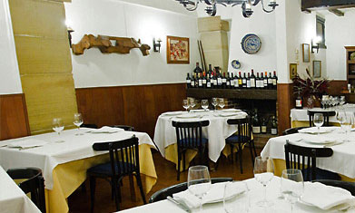 El comedor, clásico y muy tradicional, del restaurante Ibai