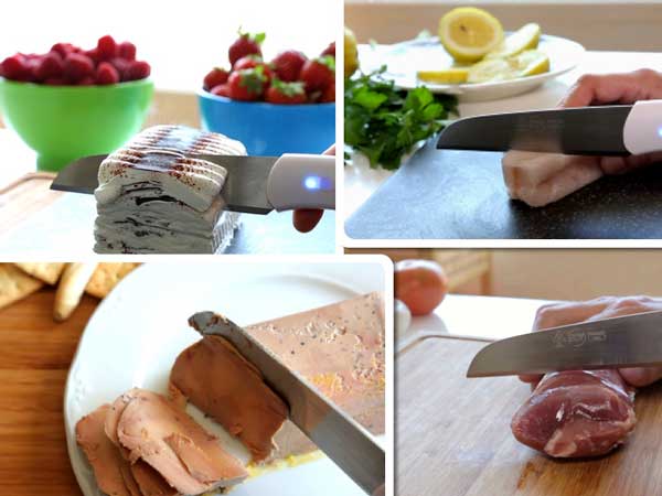 Cuchillo Frozen Cut cortando alimentos