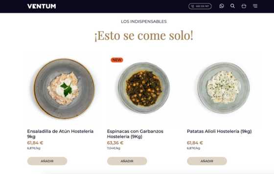 ProfesionalHoreca- Ventum Gourmet, plataforma web de platos preparados para hosteleros