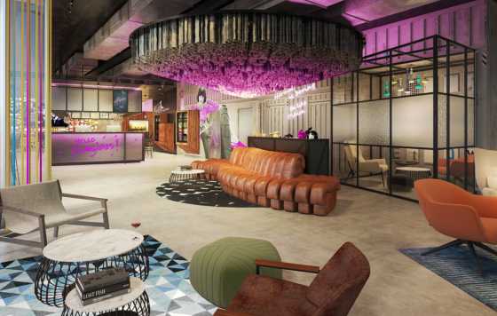 ProfesionalHoreca- Vibrante diseño en el lobby de Moxy Antwerp